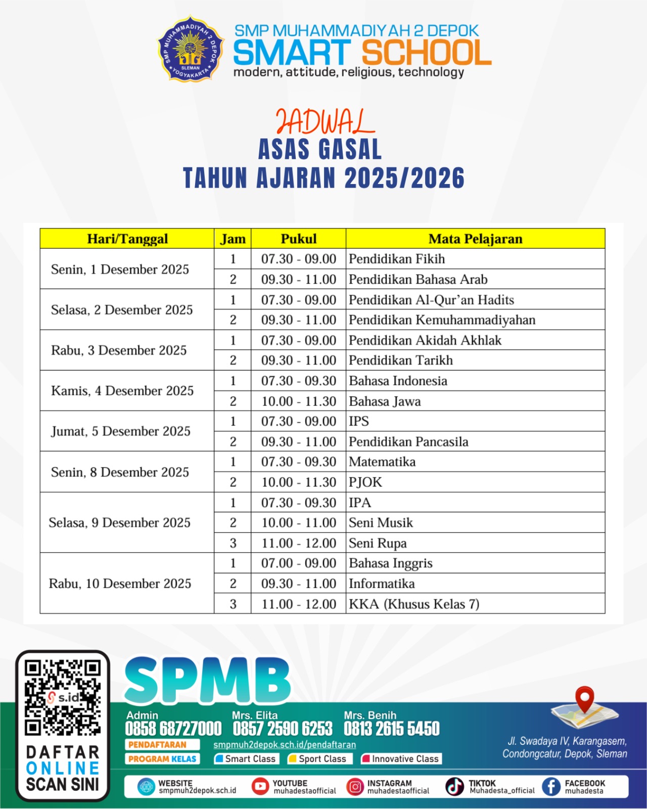 JADWAL ASAS GASAL T.A 2025/2026 JADWAL ASAS GASAL T.A 2025/2026