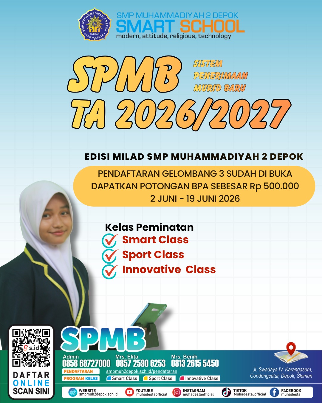 Semarak Milad ke-47, SMP Muhammadiyah 2 Depok Buka Pendaftaran Murid Baru T.A. 2026/2027 dengan Promo Spesial!